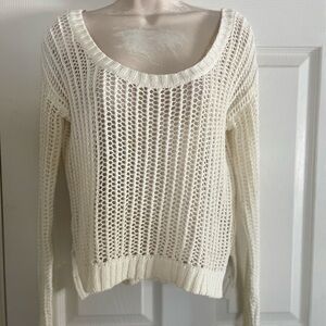 Roxy Cream Open-Knit Crew Neck Sweater‎